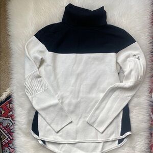 Talbots Black and White Cowl Turtleneck Sweater